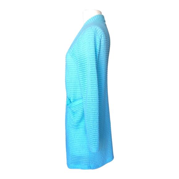 Blakeley Blue Waffle Knit Open Front Lola Cardigan Long Sleeve Women's XS/S - Picture 5 of 8